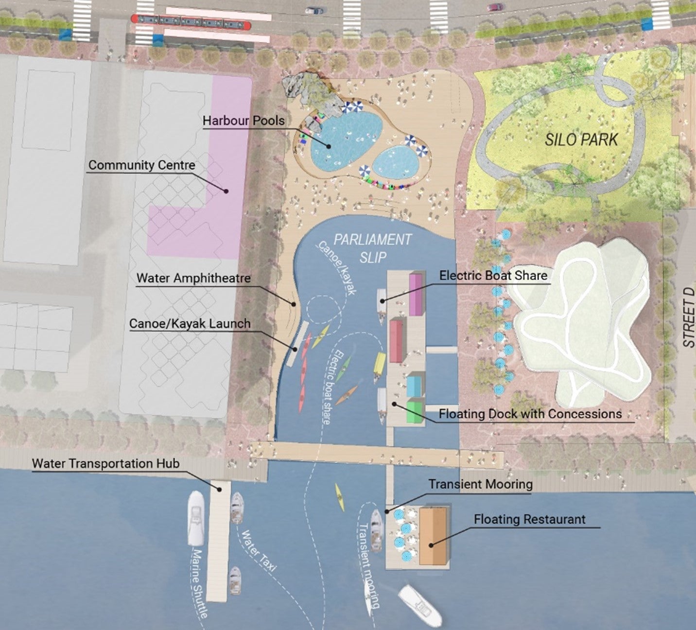 diagram of the various features and amenities of the space