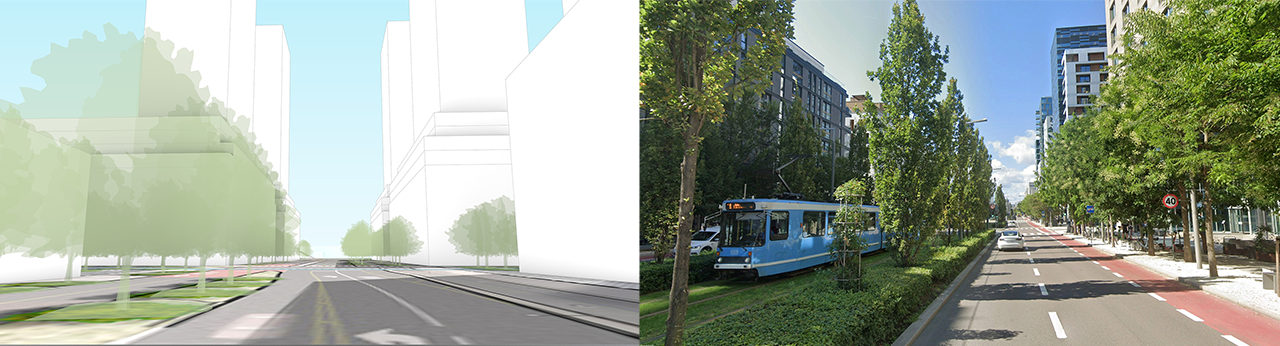 Street view rendering and comparison. 