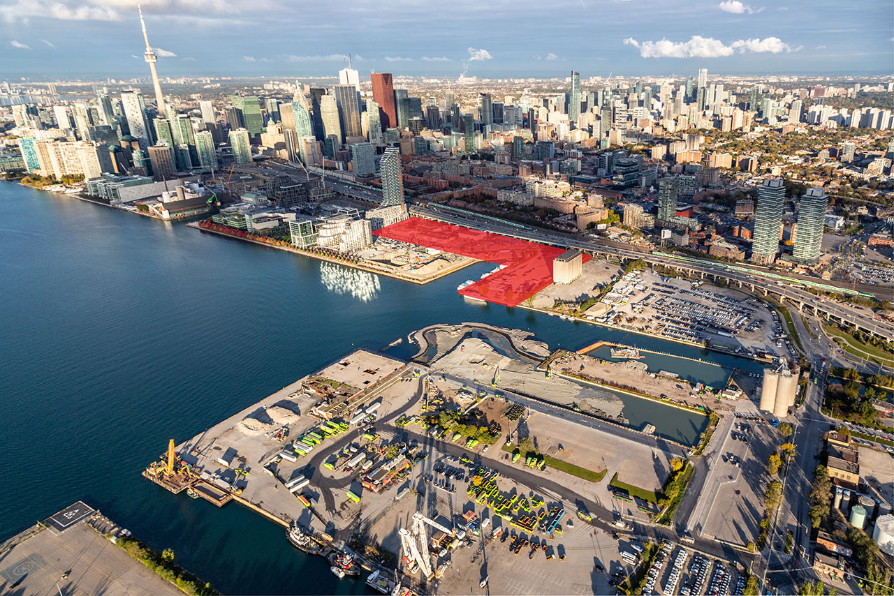Aerial View of the Quayside Development Area. Image by Waterfront Toronto.