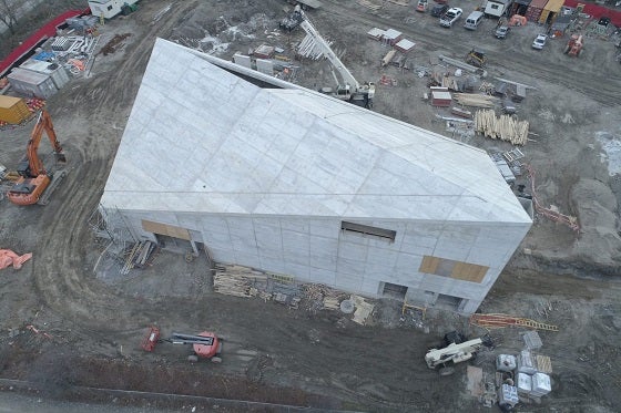 construction image of the stormwater treatment facility aerial view