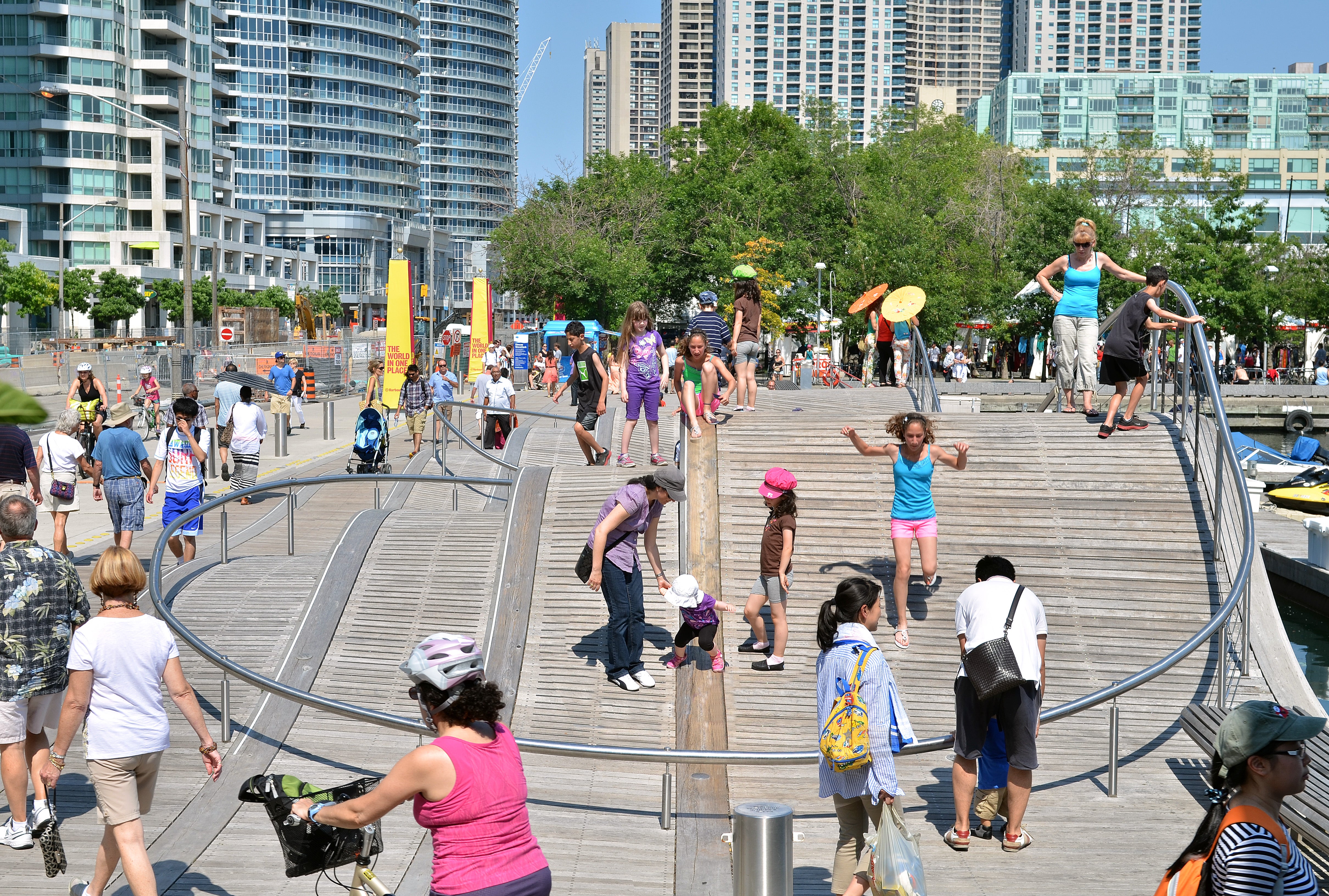 people enjoying the playful curves and design of the Simcoe WaveDeck