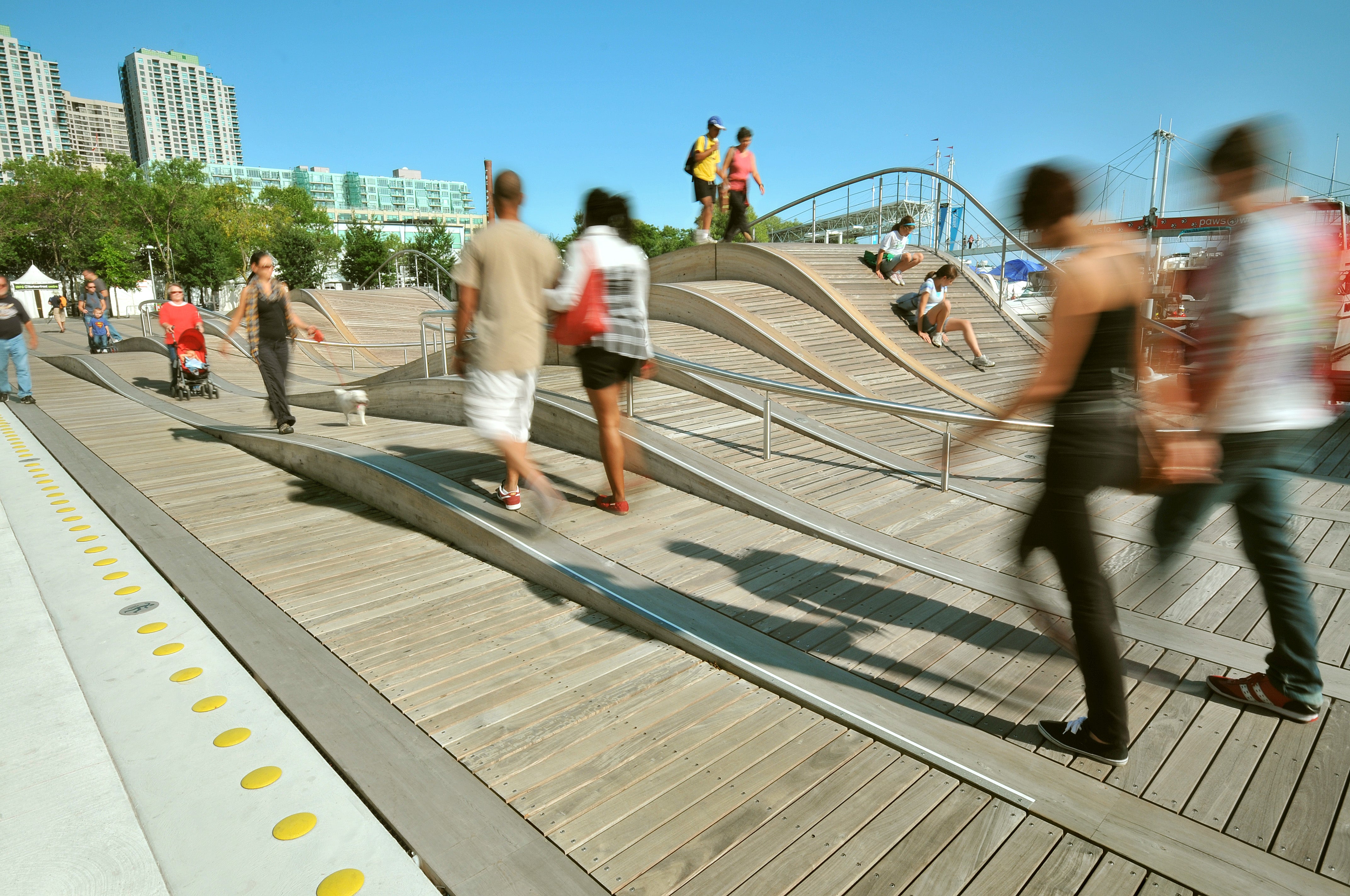 people walking next to the Simcoe WaveDeck