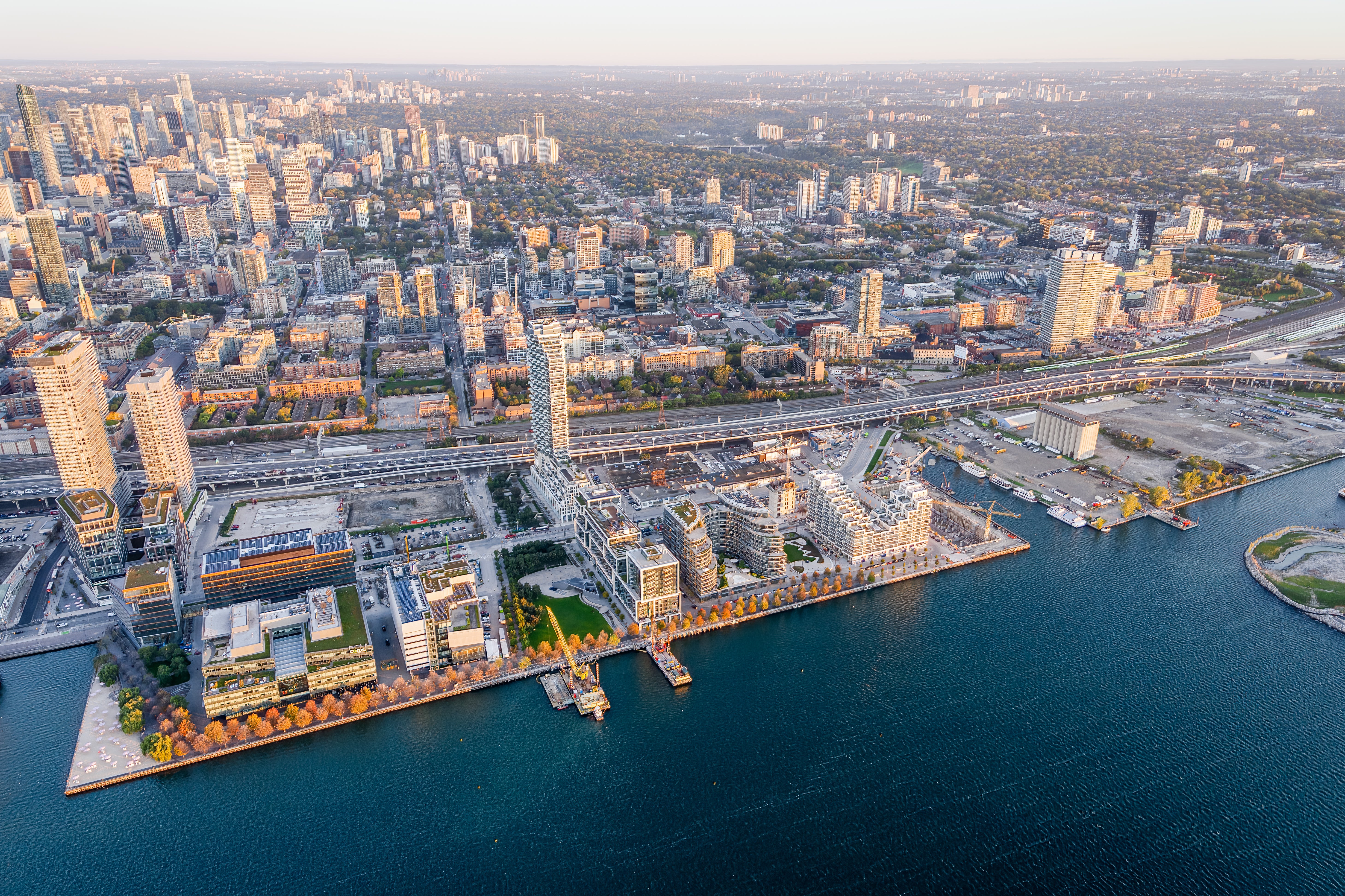 aerial image of the waterfront taken in 2021