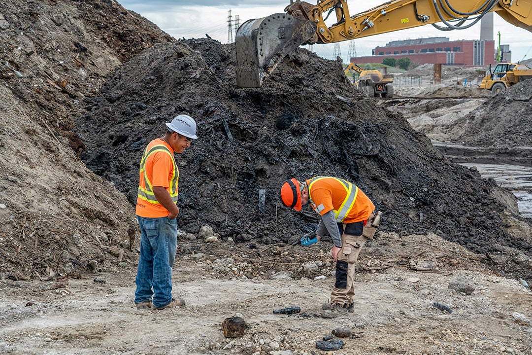 Two men on a construction site