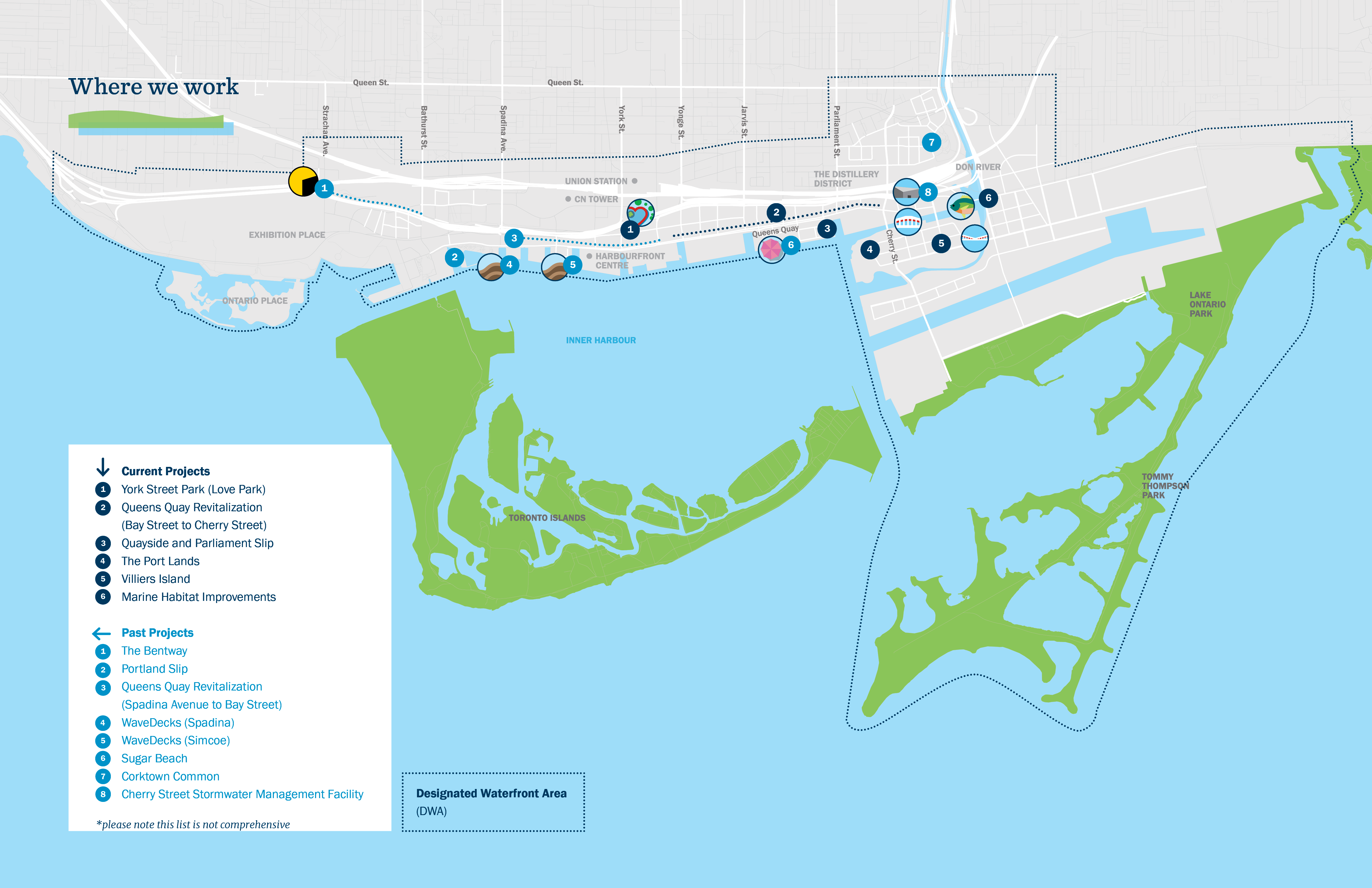 map of waterfront projects
