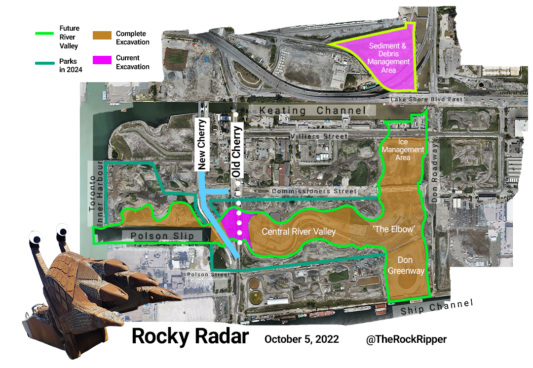 A map showing the area that has already been excavated as well as the area that can now be excavated.