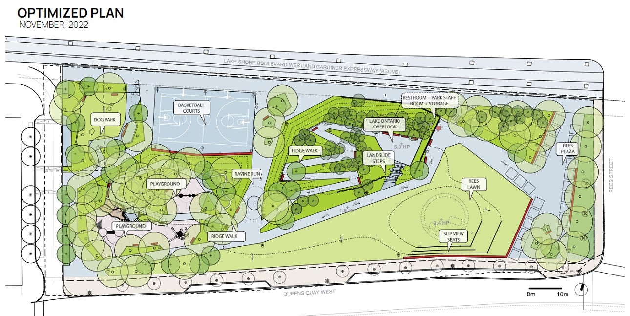 Illustrative diagram detailing various elements of a park's Optimized Plan