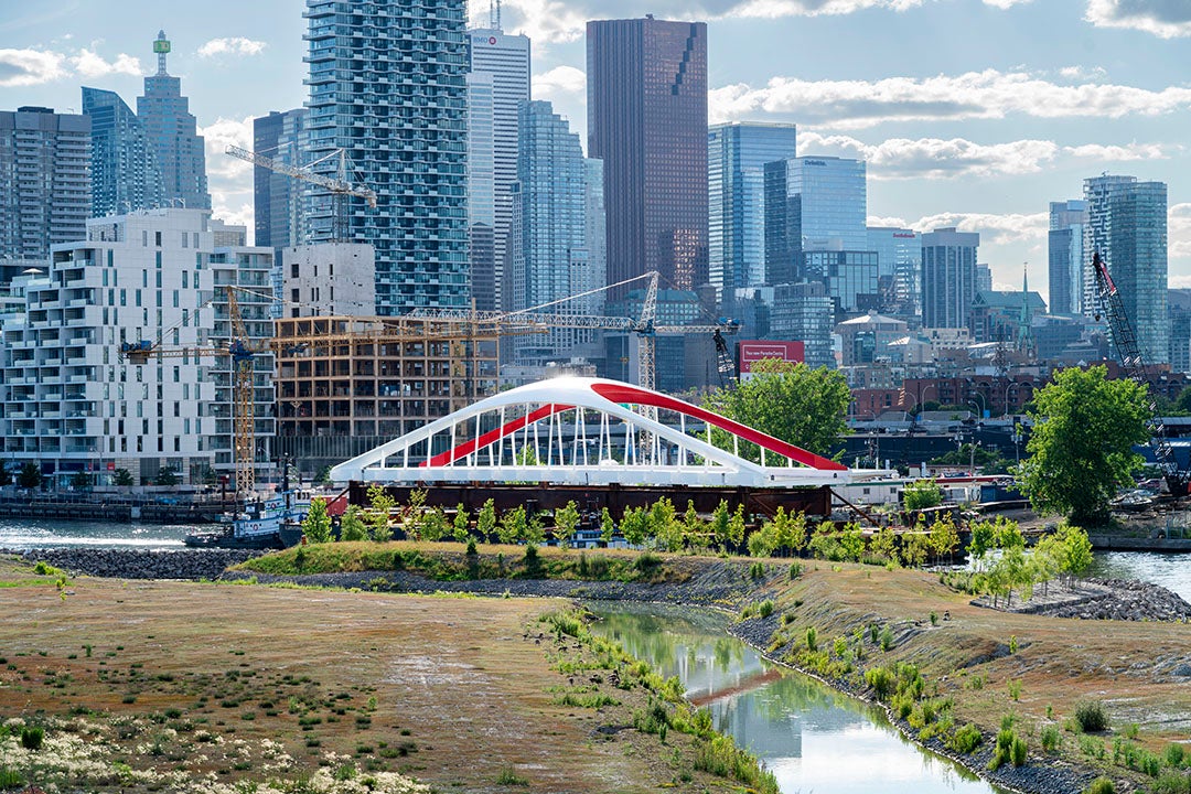 Looking at Cherry Street Bridge against the Toronto sideline.