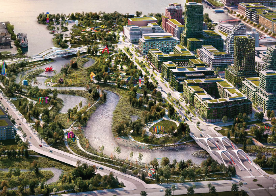 Rendering of a waterfront art trail.