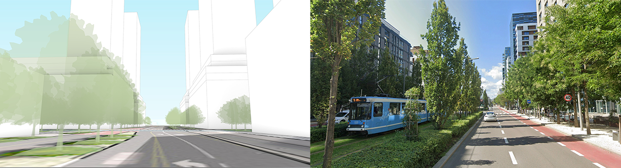 Street view rendering and comparison.