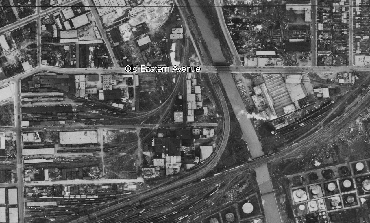Black and white historical image of Old Eastern Avenue taken in 1947