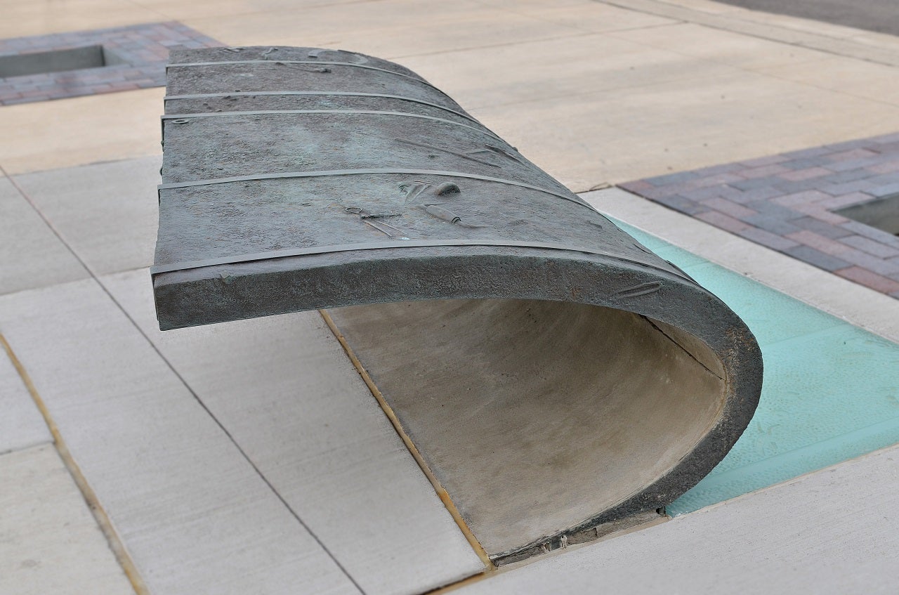 The artwork Peeled Pavement in the West Don Lands.