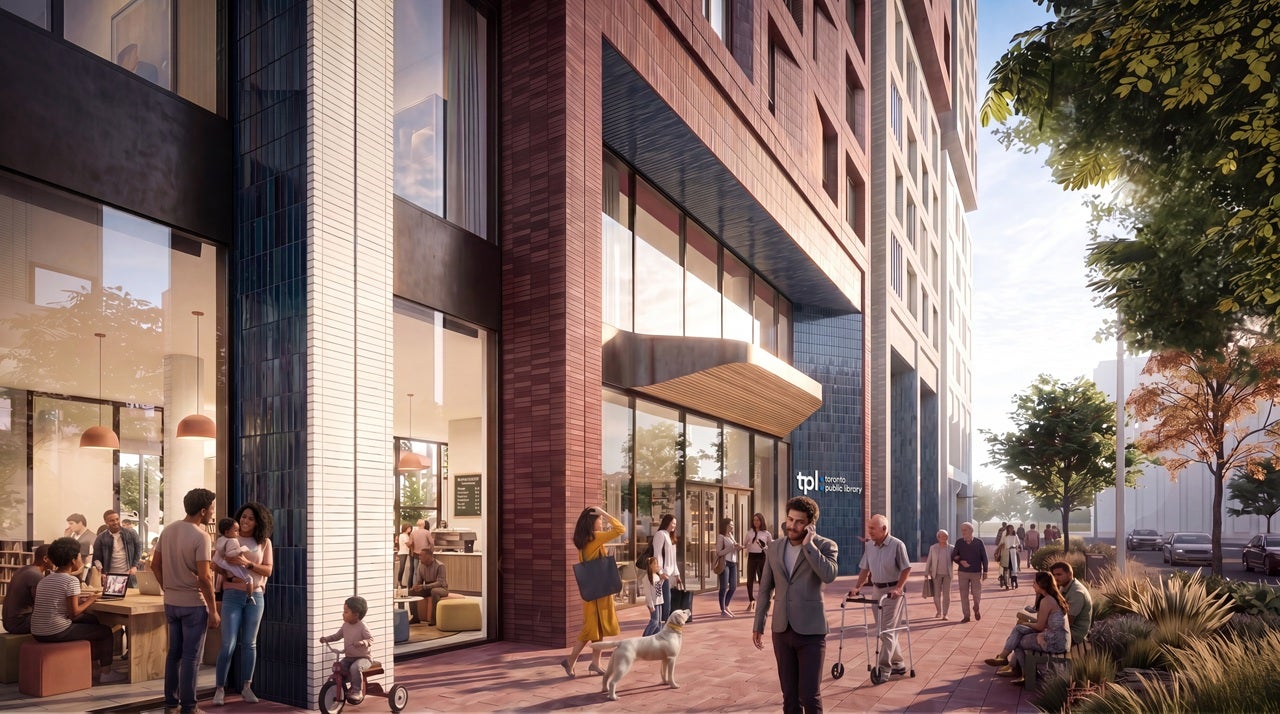 Rendering of a new Toronto Public Library branch coming to the eastern waterfront.