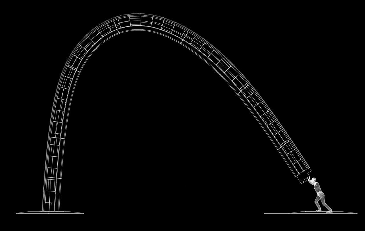 Illustration showing the conecpt for the Unfinished Arch public art insallation.