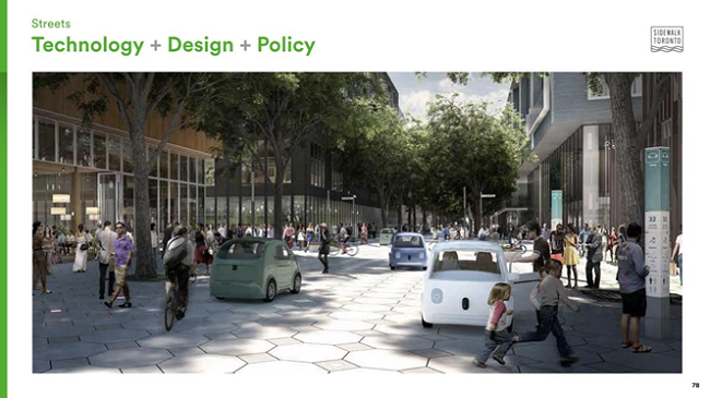 A concept rendering that shows what dynamic streets could look like at Quayside