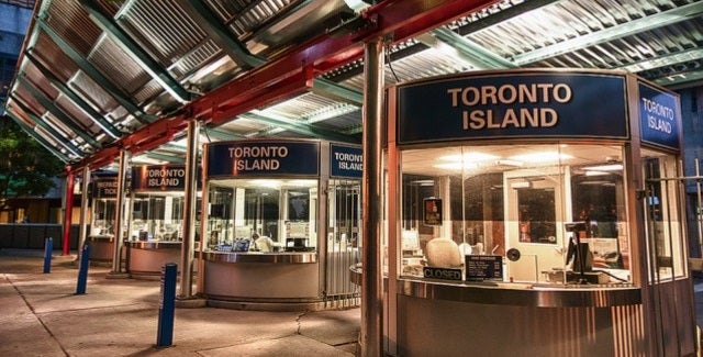 Ticket booths at the ferry terminal