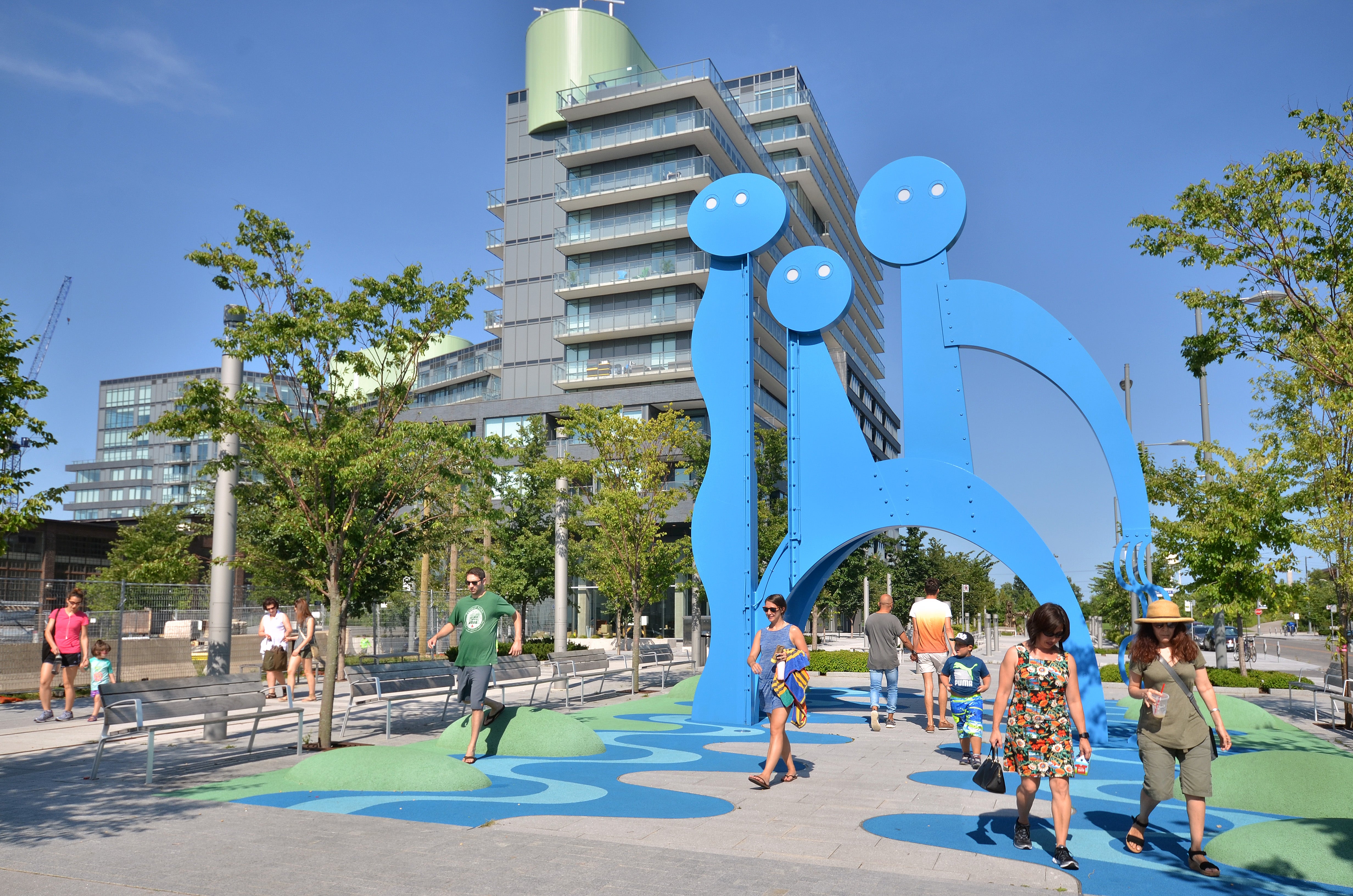 Image of The Water Guardians public art installation in the West Don Lands.