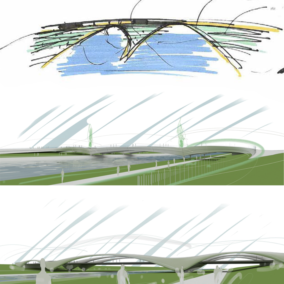 sketches of the bridge design evolution