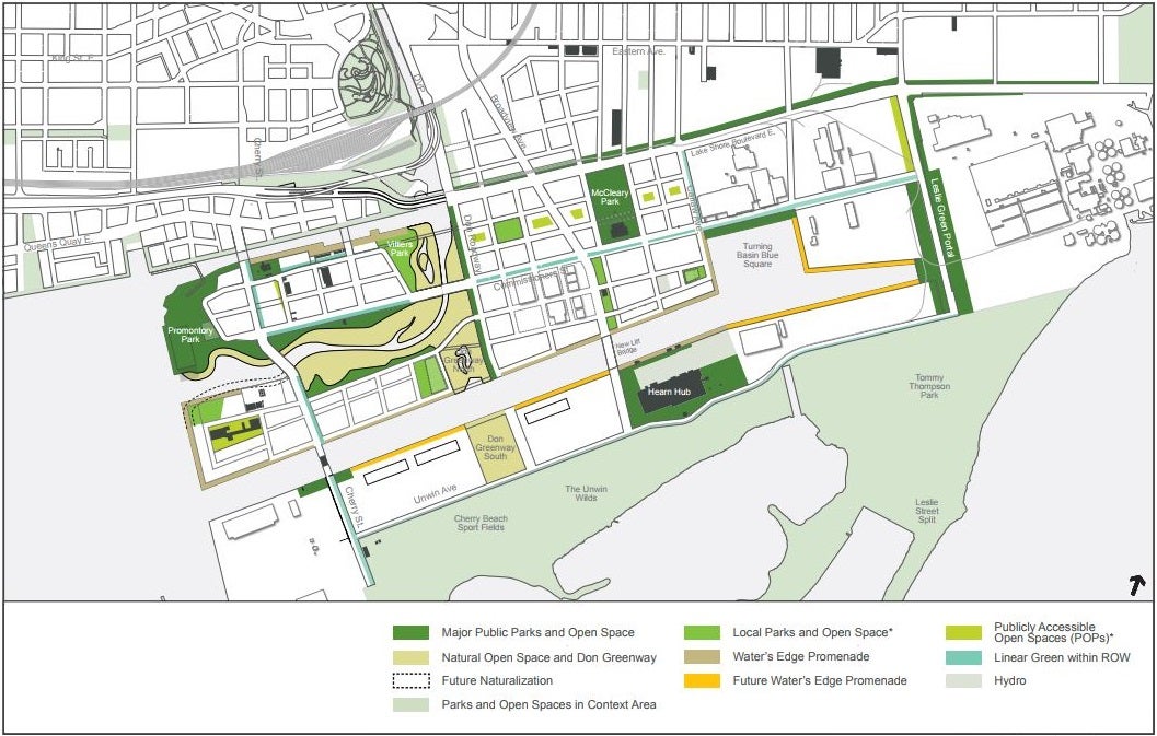 Conceptual plan for local parks and open spaces in the Port Lands