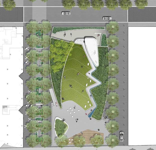 This overhead view of the park shows a map of the site - the current concept plan.