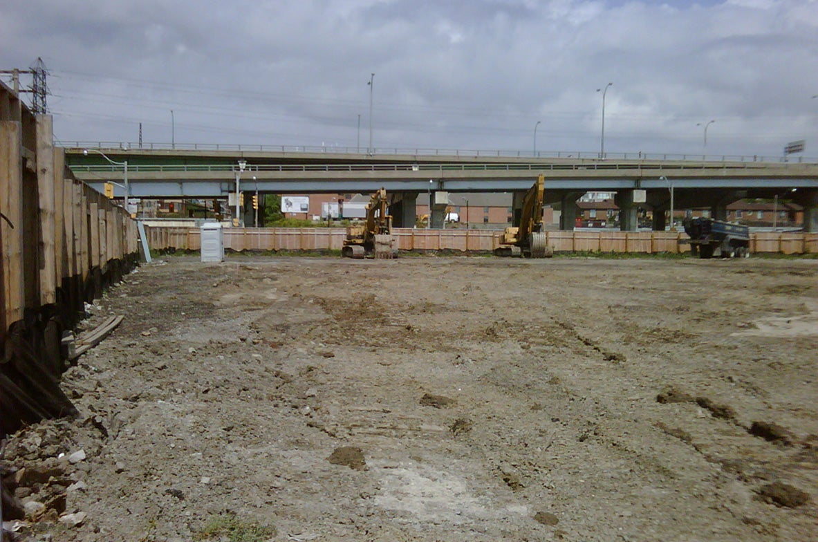 A view of the north side of Sherbourne Common before it was transformed into a park.