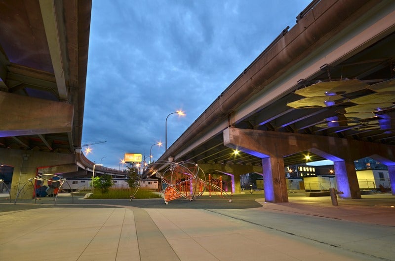 A view of Underpass Park in 2012, just before its official opening