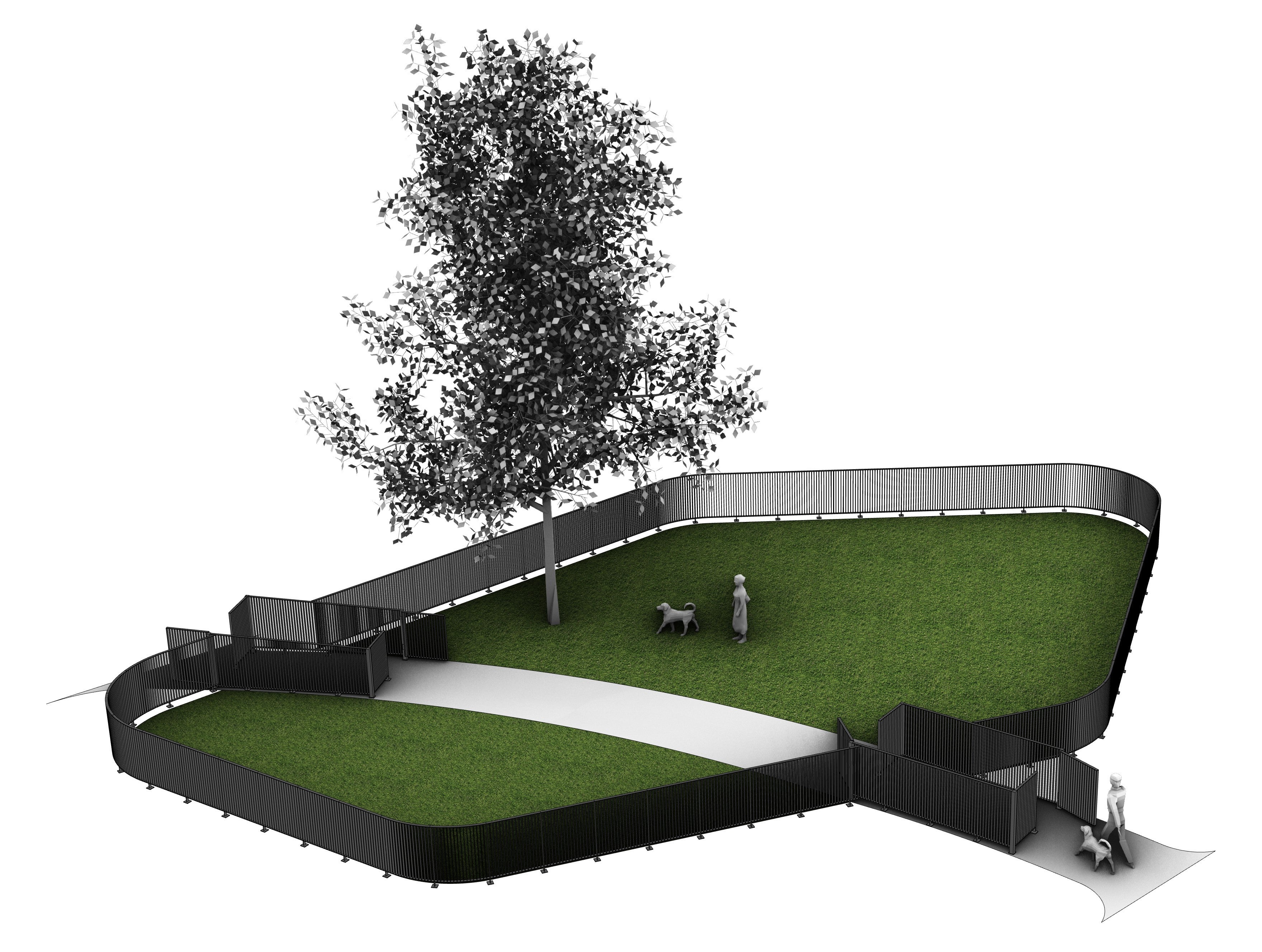 Rendering of the off-leash dog area at Love Park