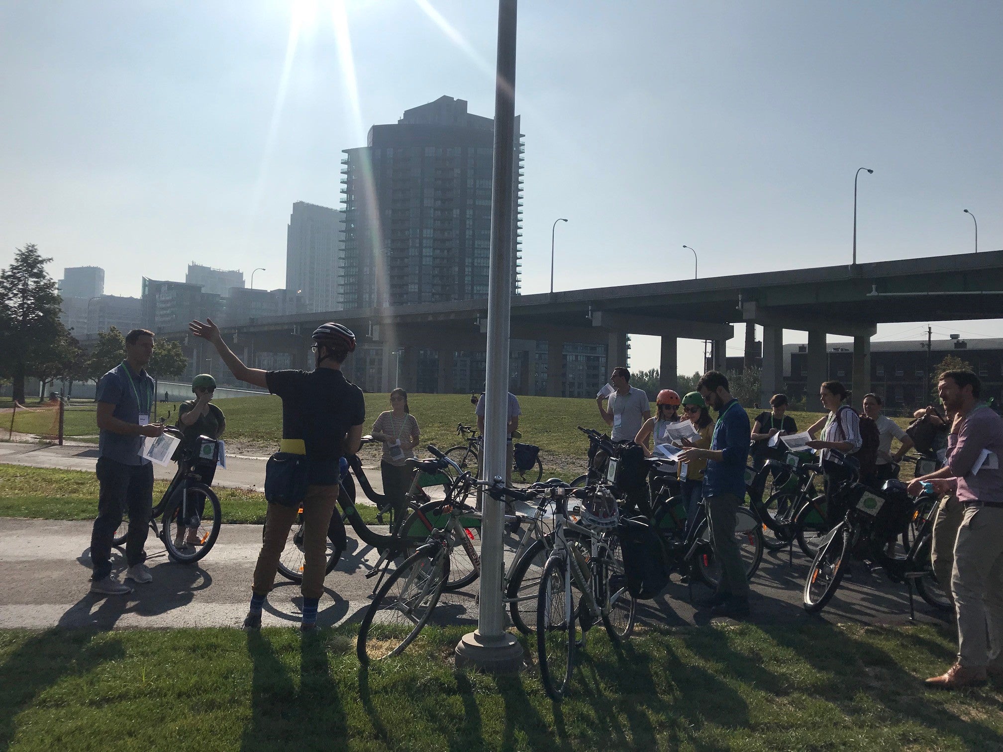 NACTO participants near the Garrison Crossing next to The Bentway.