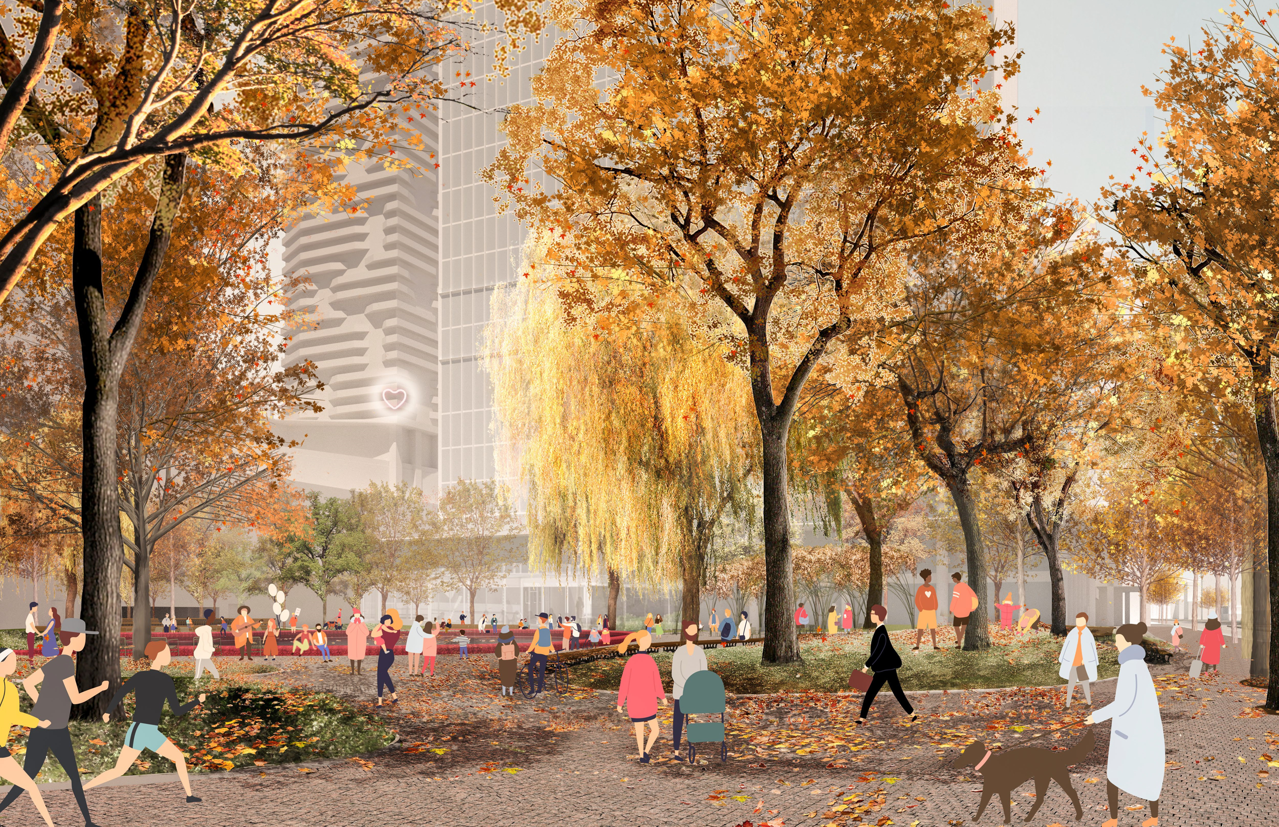Rendering of Love Park in the fall