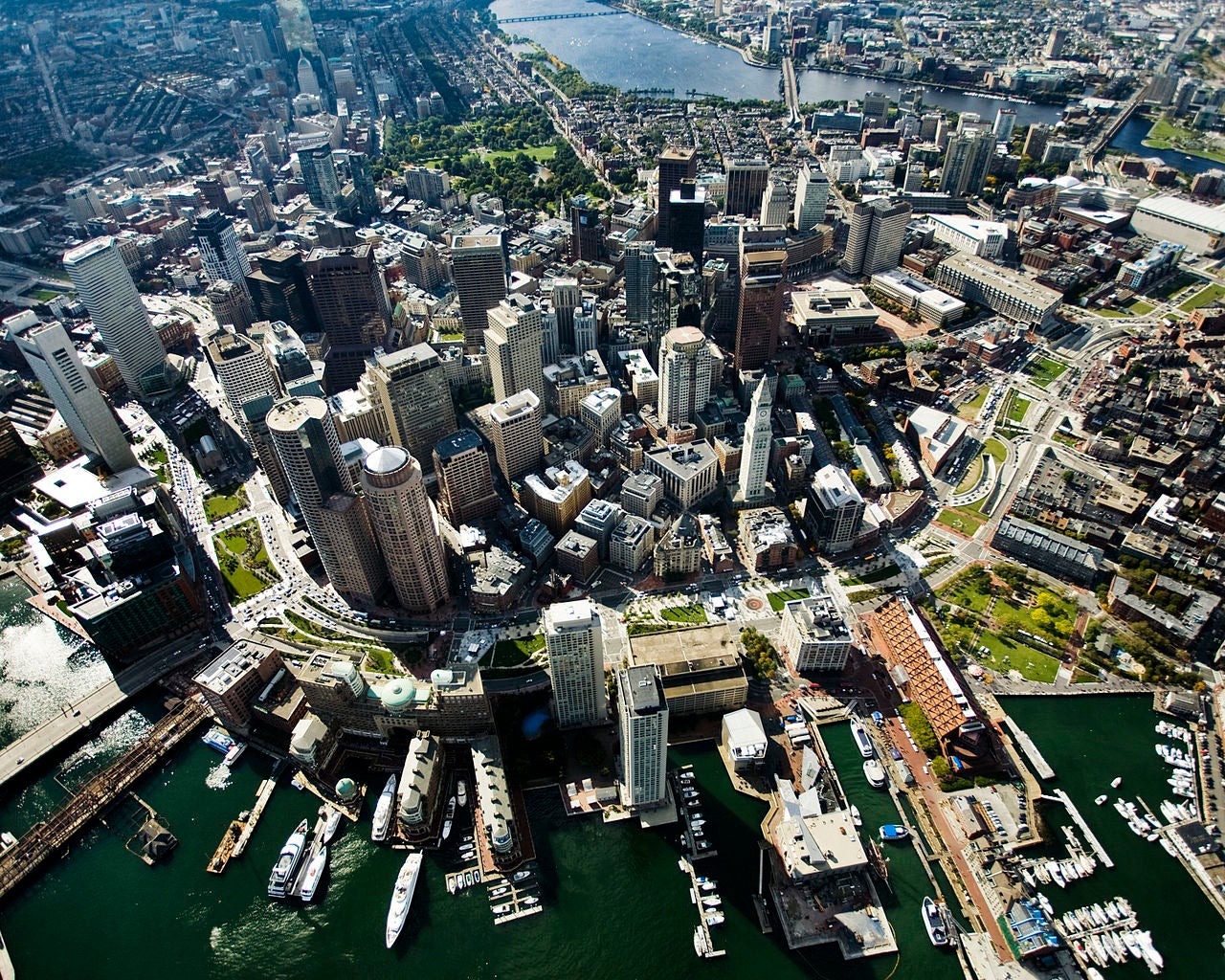An aerial view of the Rose Fitzgerald Kennedy Greenway in downtown Boston. (Image credit: Hellogreenway from Wikipedia)