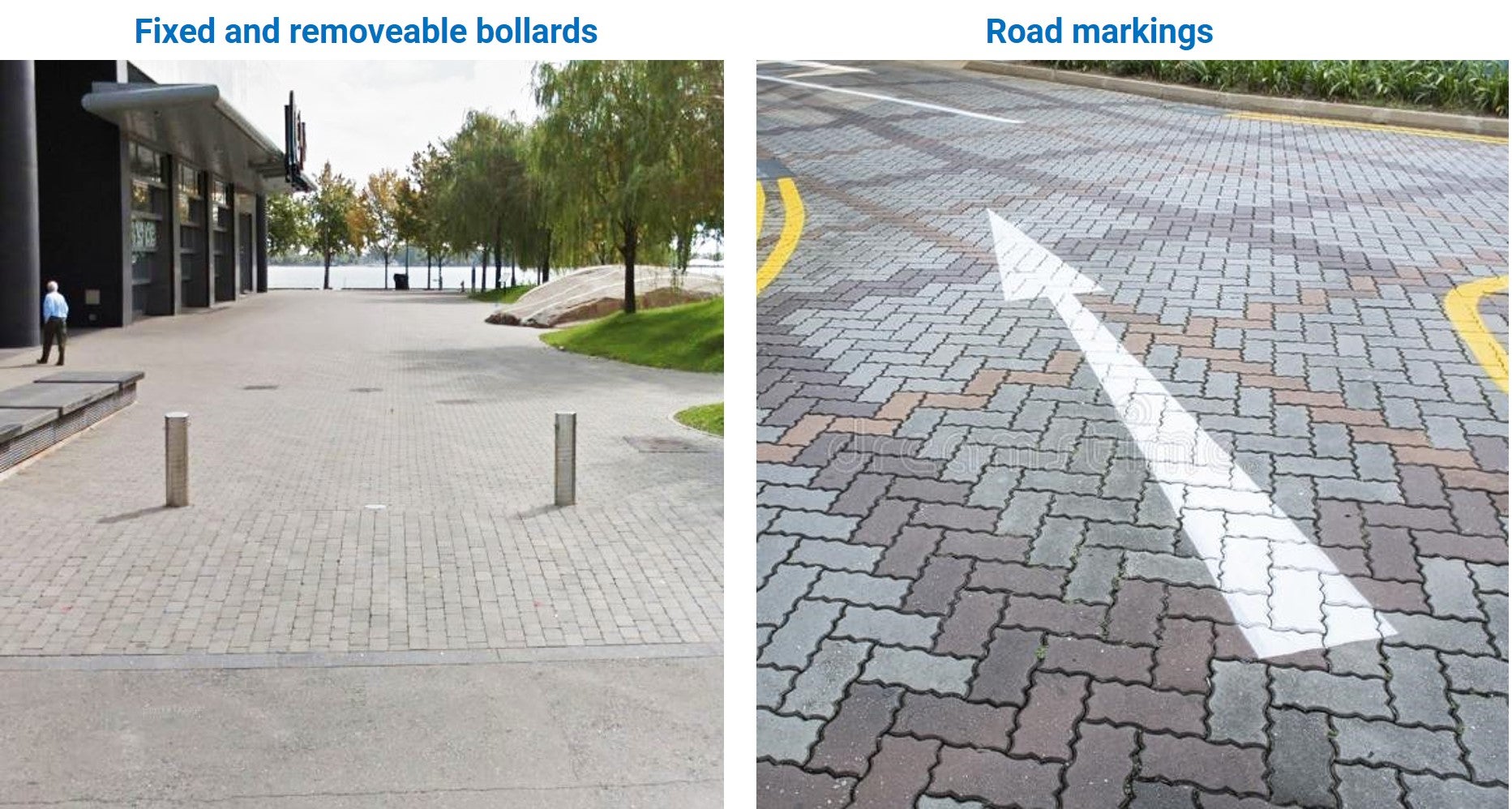 Bollards and road markings