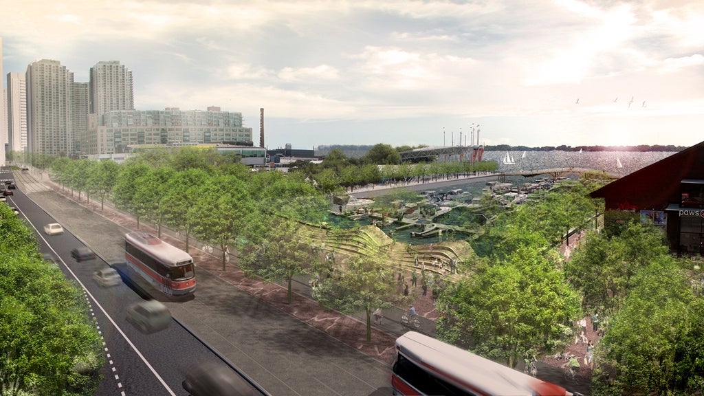 A rendering showing what Queens Quay West will look like when complete.