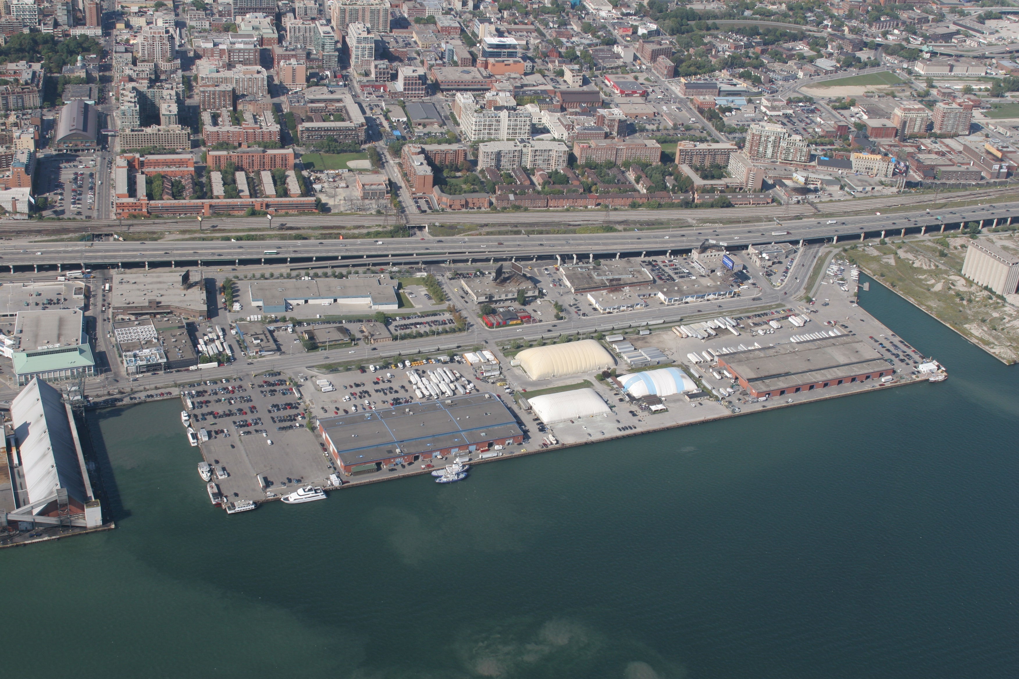 Aerial view of East Bayfront in 2005, prior to revitalization efforts.