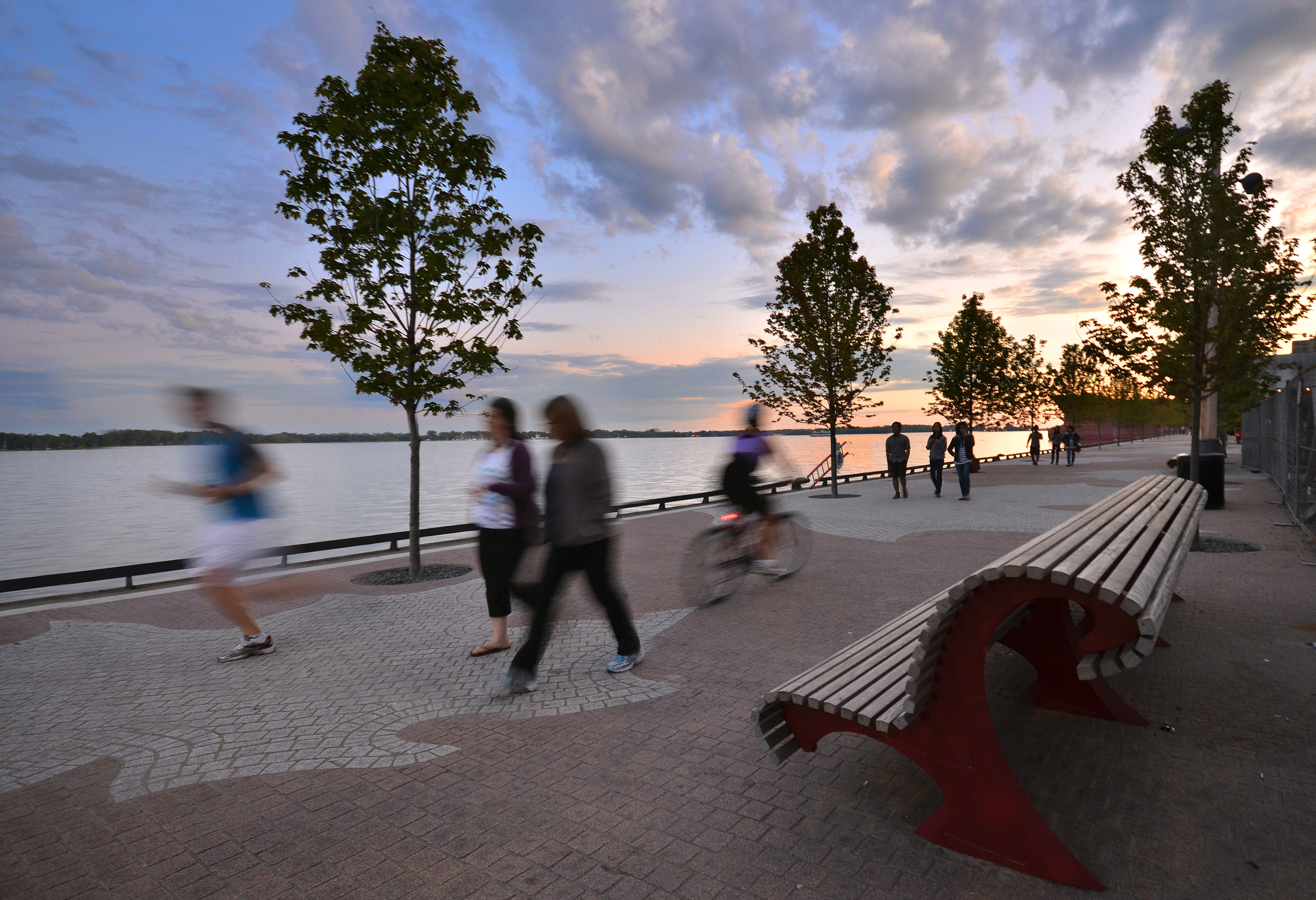 The water's edge promenade in East Bayfront.