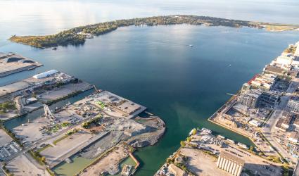 an aerial view of the Inner Harbour