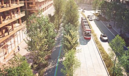 Rendering of a visualization of Waterfront East Transit