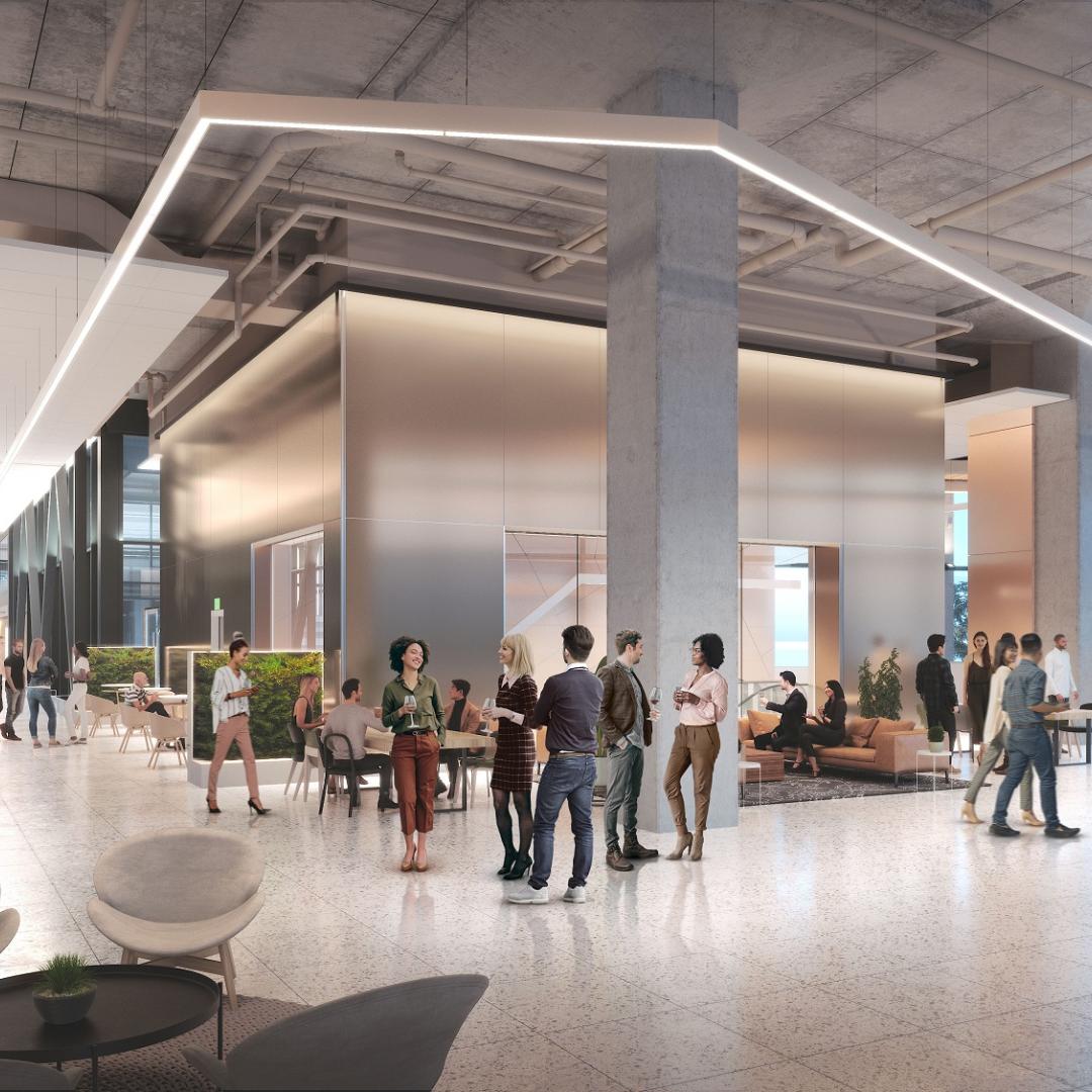 A rendering of the interior of the Waterfront Innovation Centre