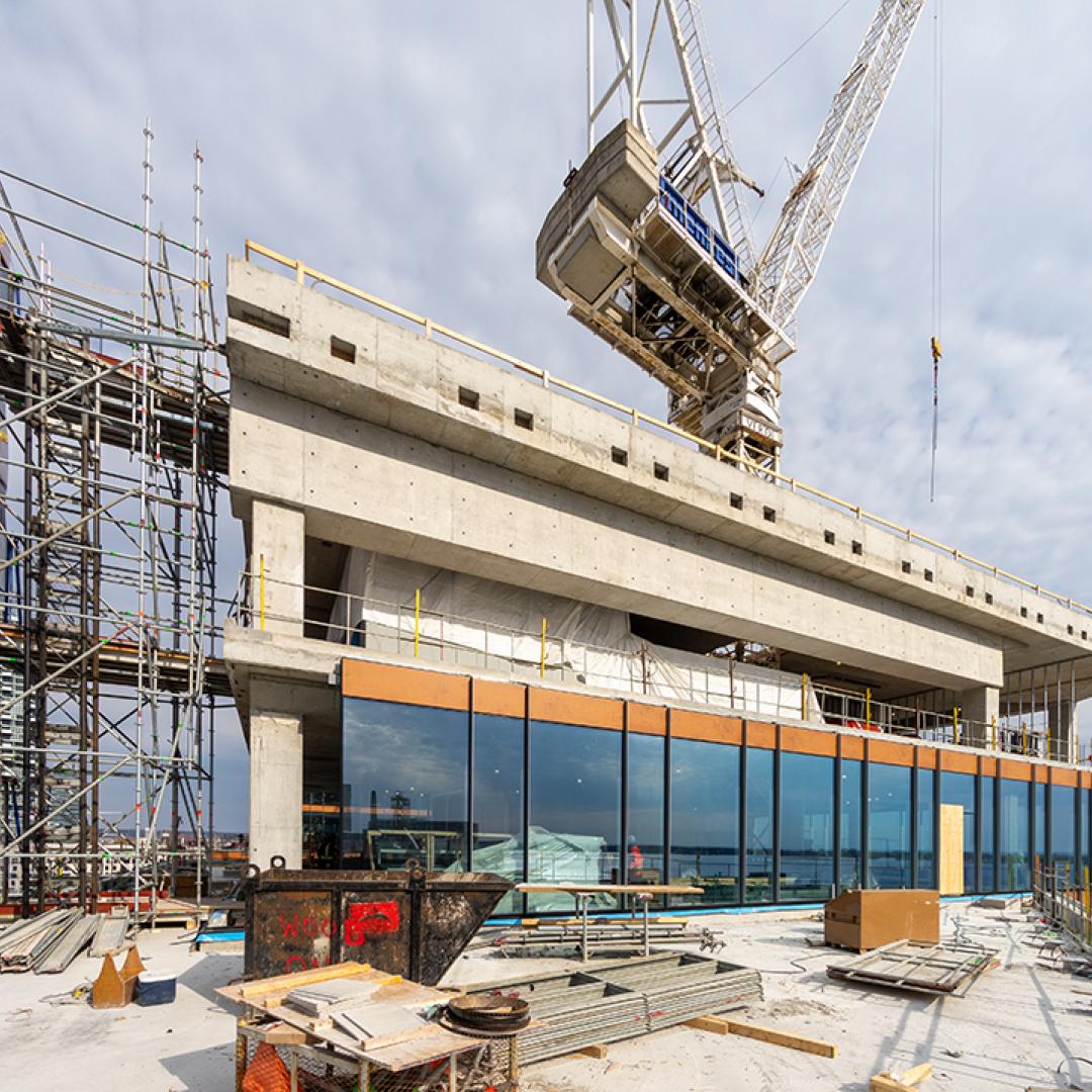 a photo of the Waterfront Innovation Centre's terrace under construction