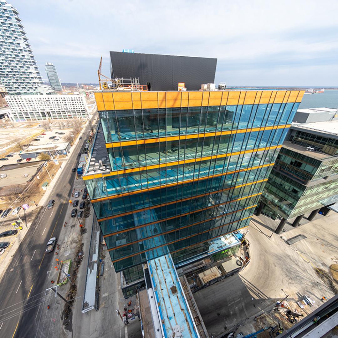 a photo of the construction progress for the Waterfront Innovation Centre