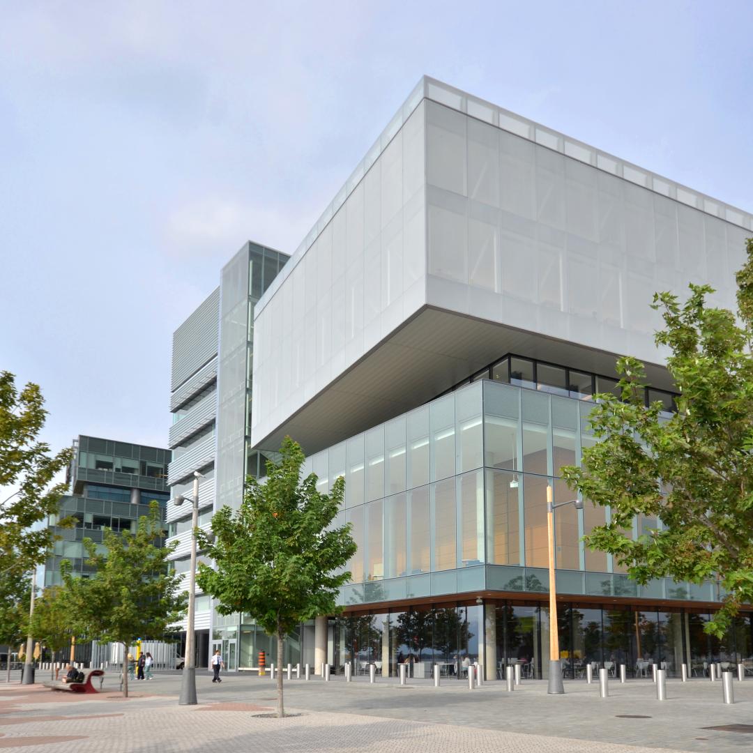 the exterior view of the George Brown College building showing the south east corner