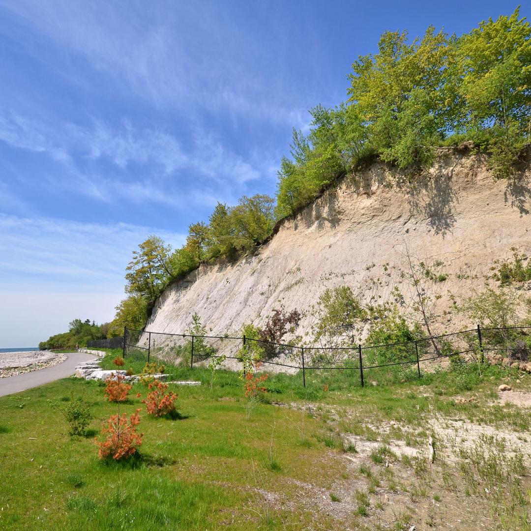 a photo showing bluffs next to the water