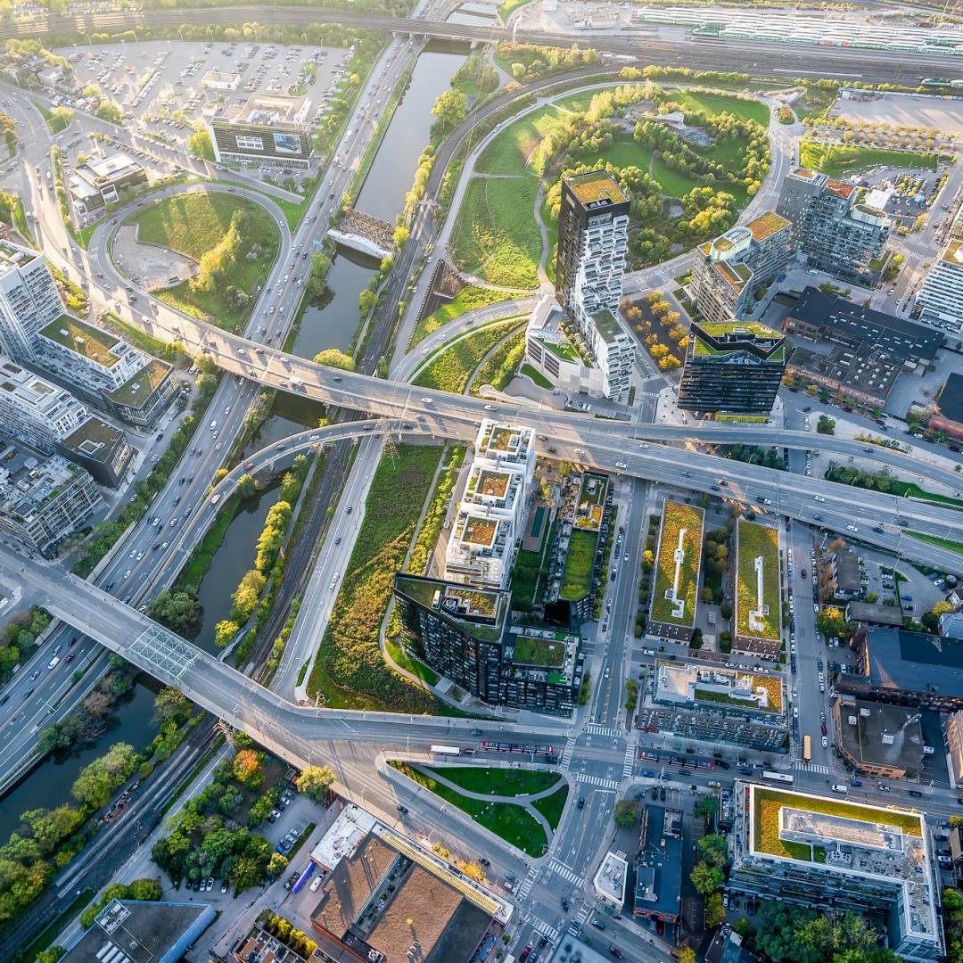 an aerial photo showing the West Don Lands precinct including the River City Development