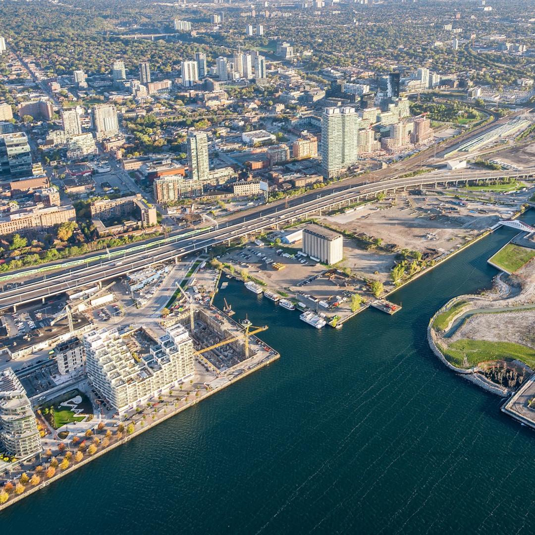 aerial photo showing the Bayside development site