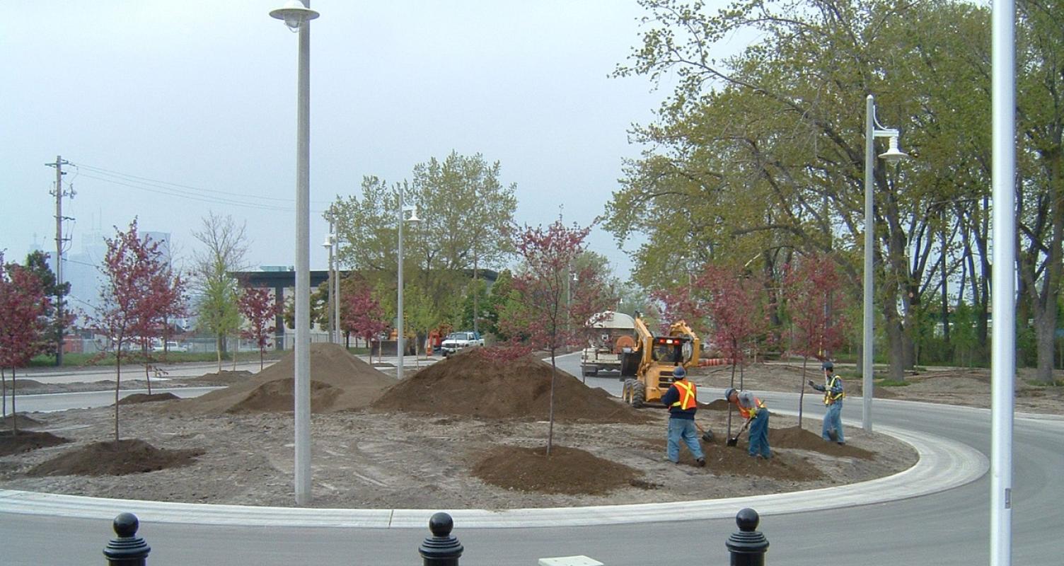 landscaping work being done at the Cherry Beach turning loop