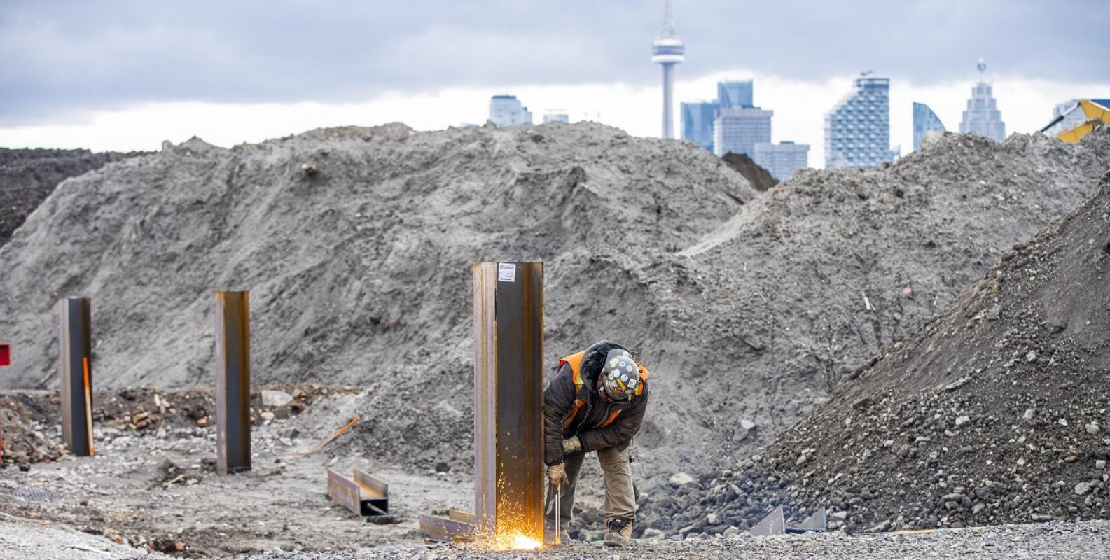 a construction worker in the Port Lands