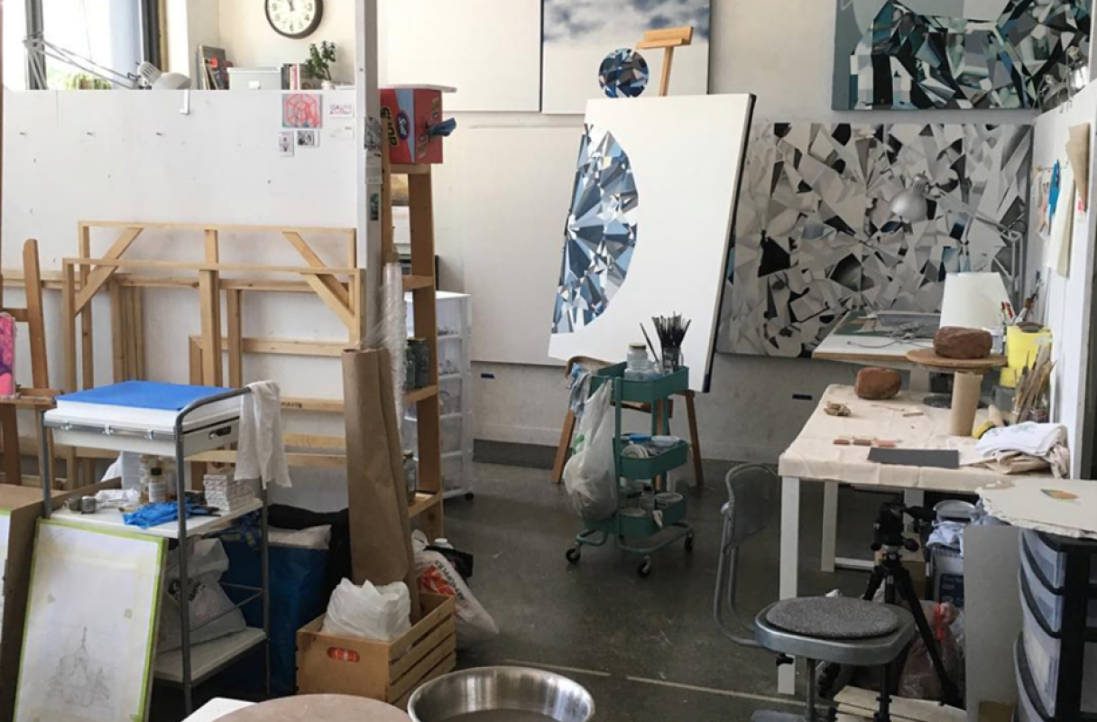 Artist Sara Pearson’s studio at Akin’s Dupont location