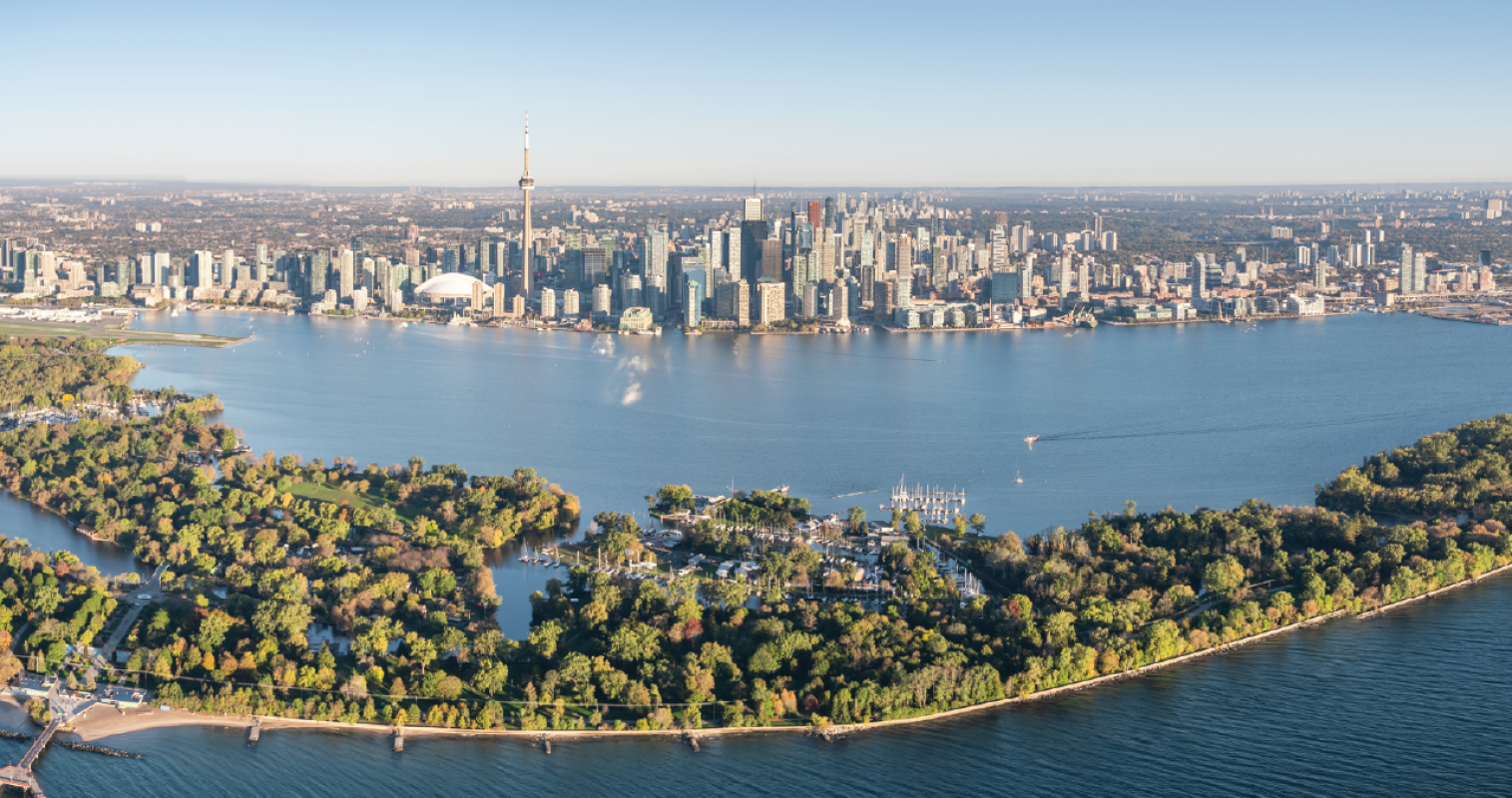 Toronto's skyline on a sunny day. 