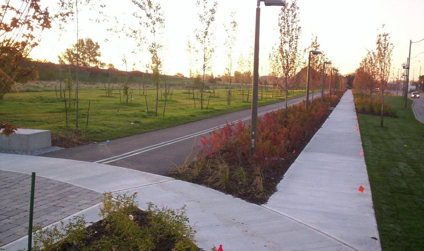 a newly landscaped multi-use trail 