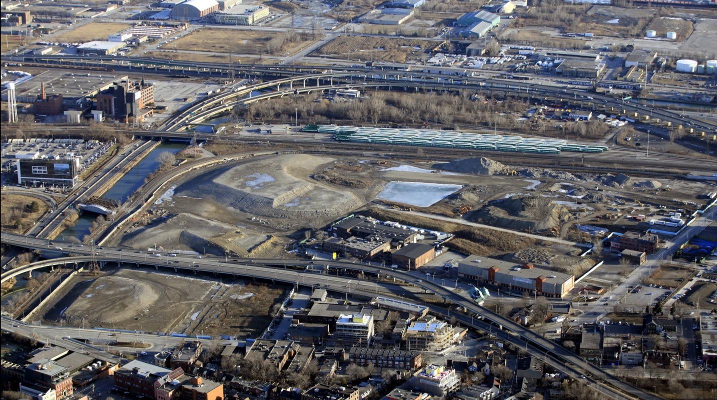 aerial view of construction area