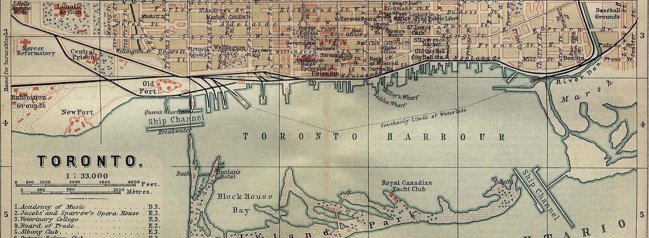 Illustrative historical map of the Port Lands from 1894 